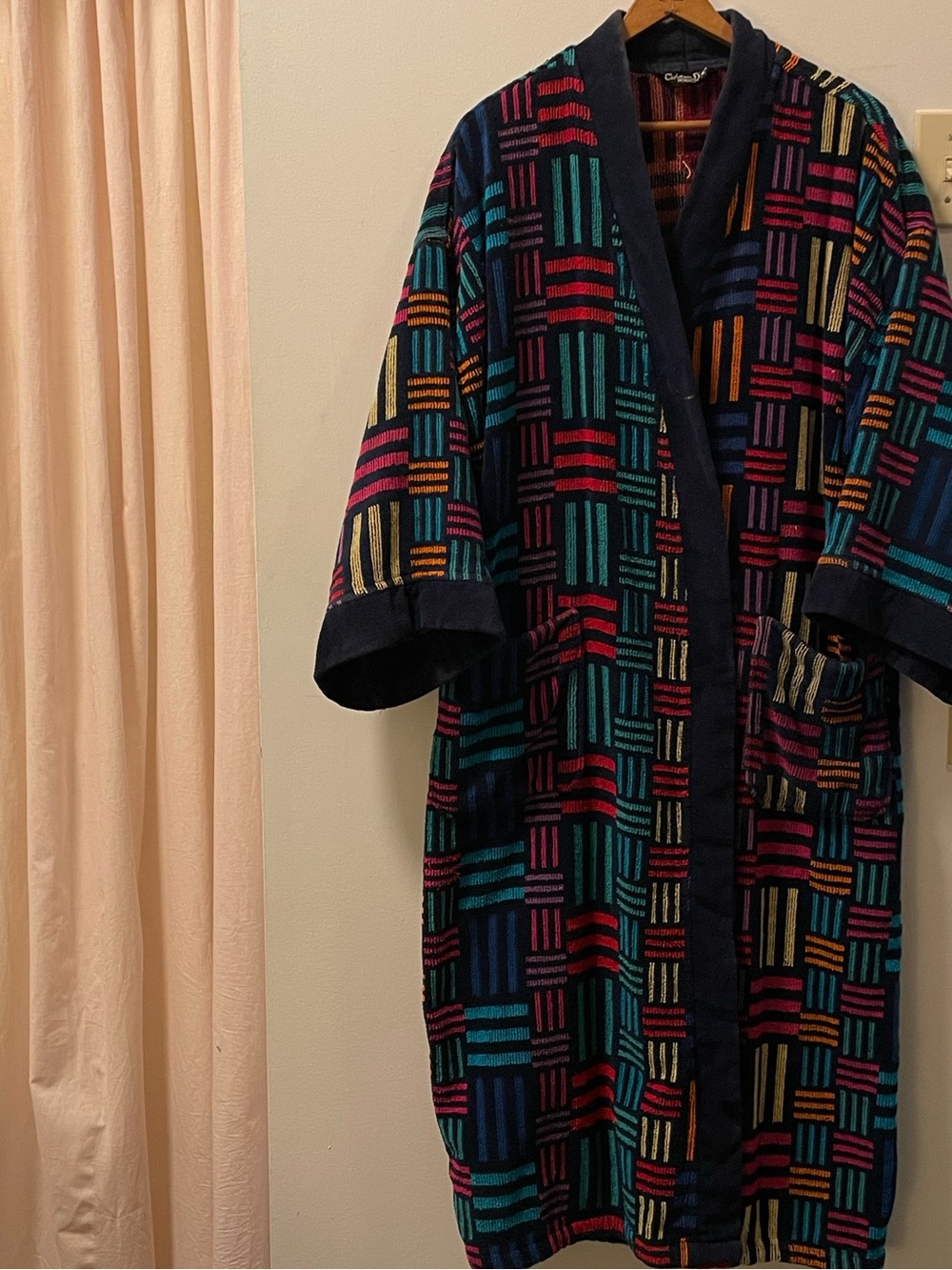 Christian Dior Monsieur Robe Multicolor Geometric Knit - Navy Trim